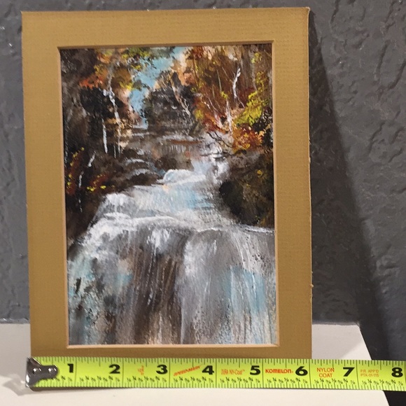 Vintage Original Painted Waterfall 4 1/2 x 6 1/2 - Picture 2 of 7